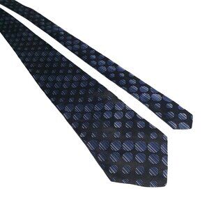 Arrow Black Blue Polka Dot Pattern Silk Tie Vintage Office Dad Gift Retro Core